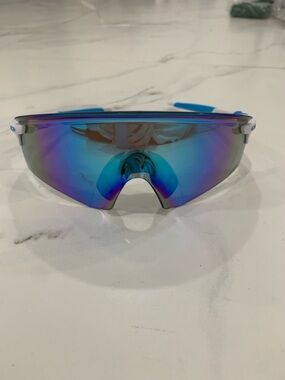Oakley Encoder Sapphire Polarized Lenses Polished Blue and White Prizm Frame